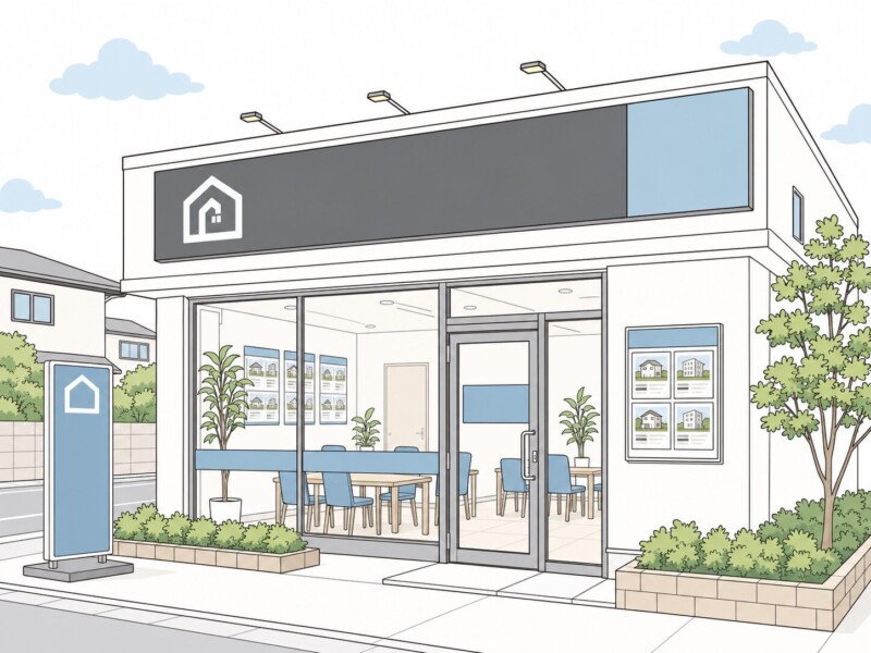 不動産会社の店舗での接客風景