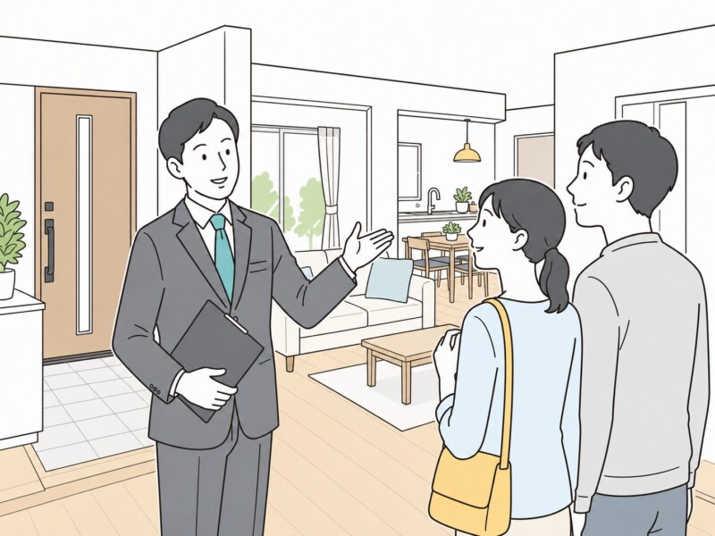 店舗で顧客対応を行う不動産会社スタッフ
